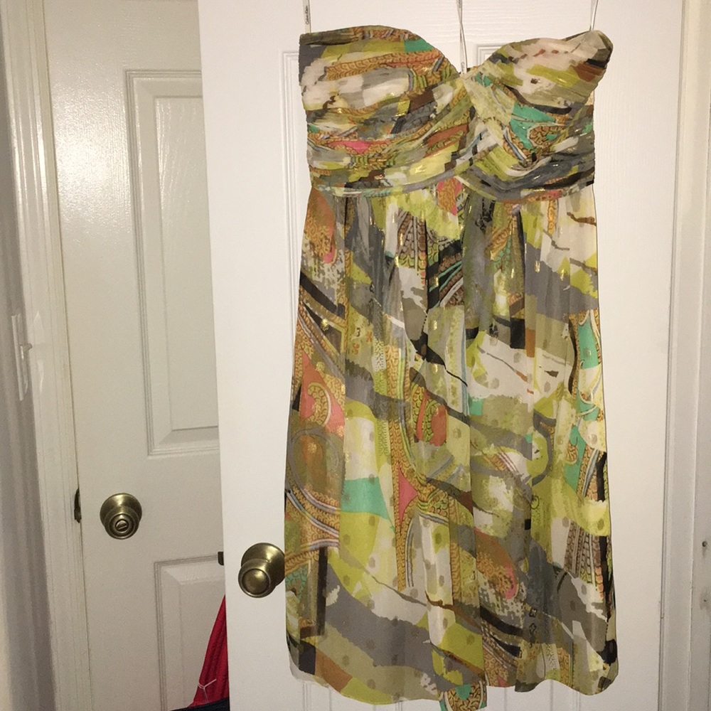 Calvin Klein printed strapless cocktail dress